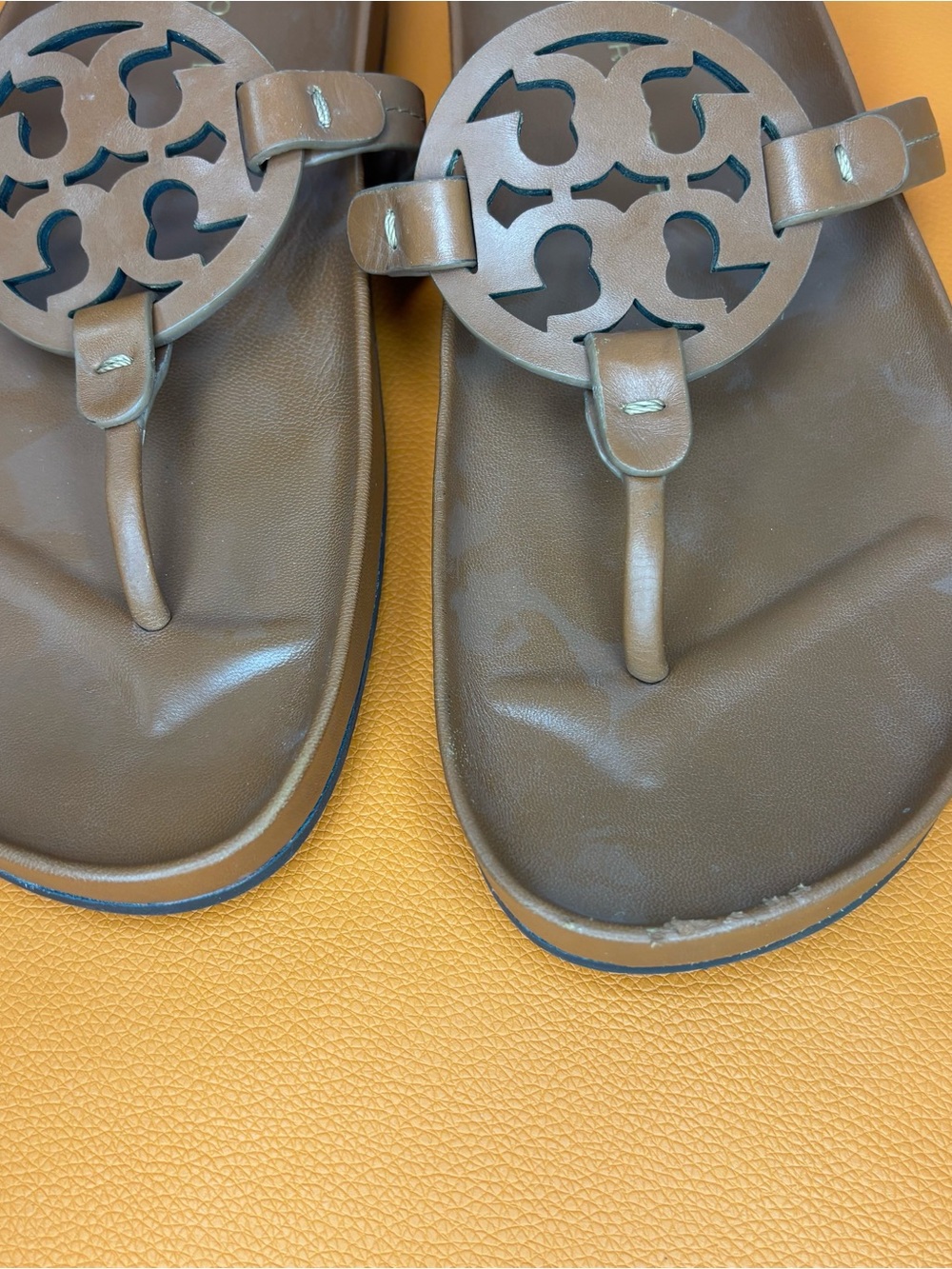Tory Burch Miller Cloud Sandals Bourbon Miele Women’s Size 10 - Picture 3 of 9